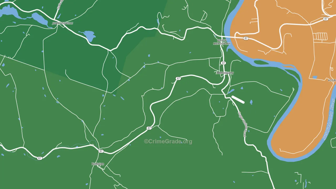 Mehoopany, PA Map of Vehicle Theft Rates
