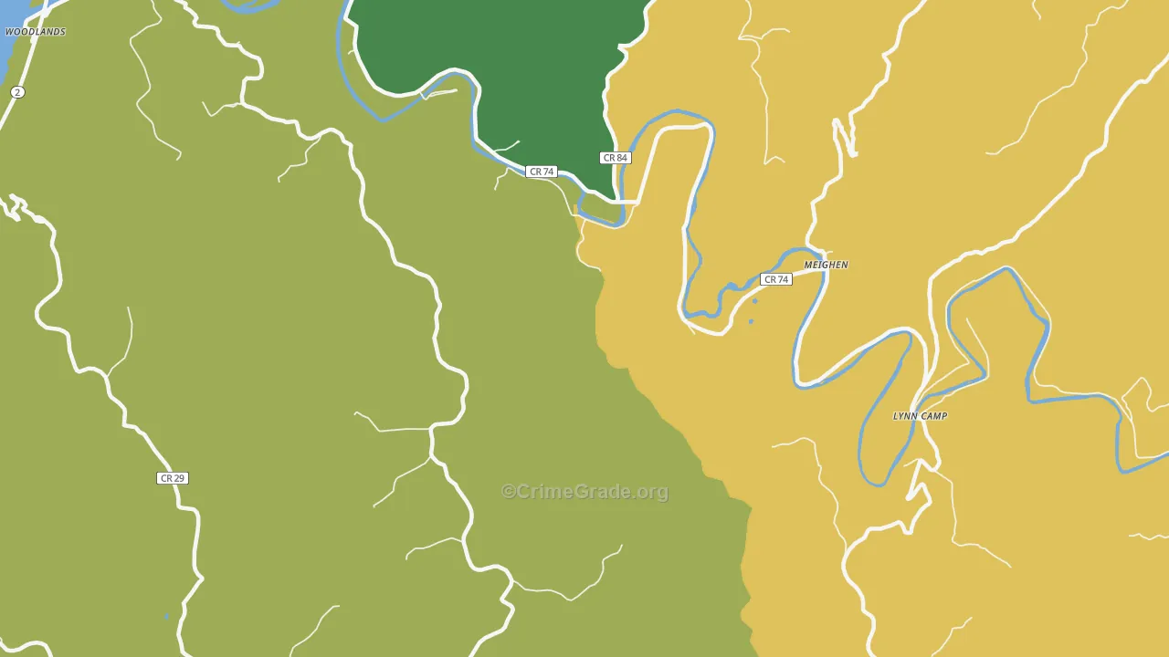 Meighen, WV Map of Vehicle Theft Rates