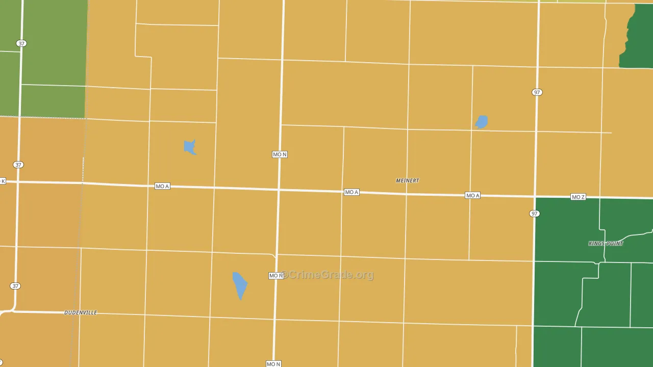 Meinert, MO Map of Vehicle Theft Rates