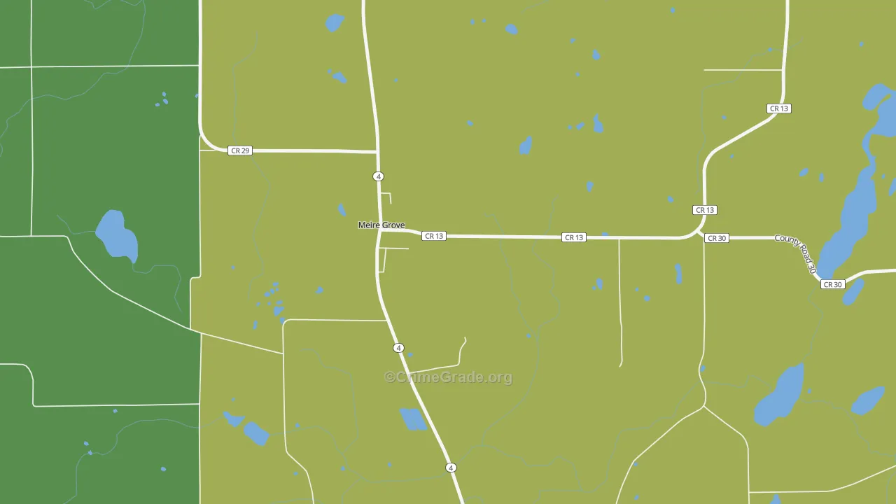 Meire Grove, MN Map of Vehicle Theft Rates