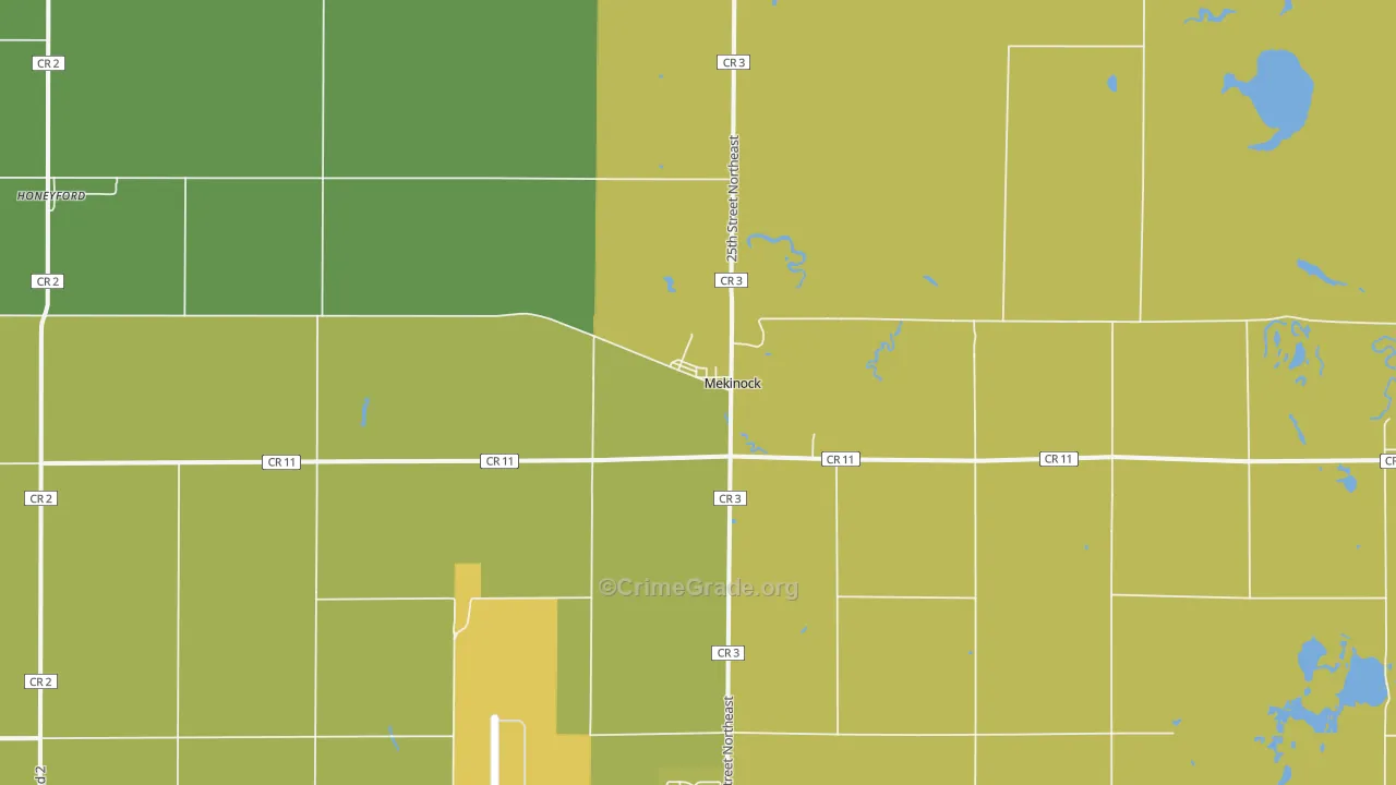 Mekinock, ND Map of Vehicle Theft Rates