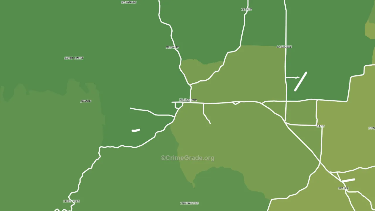 Melbourne, AR Map of Vehicle Theft Rates