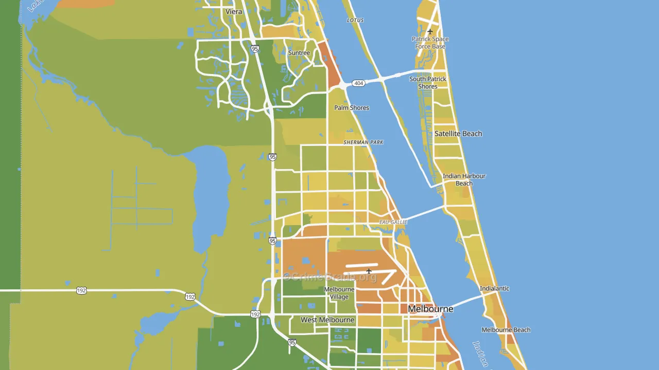 Melbourne, FL Map of Vehicle Theft Rates