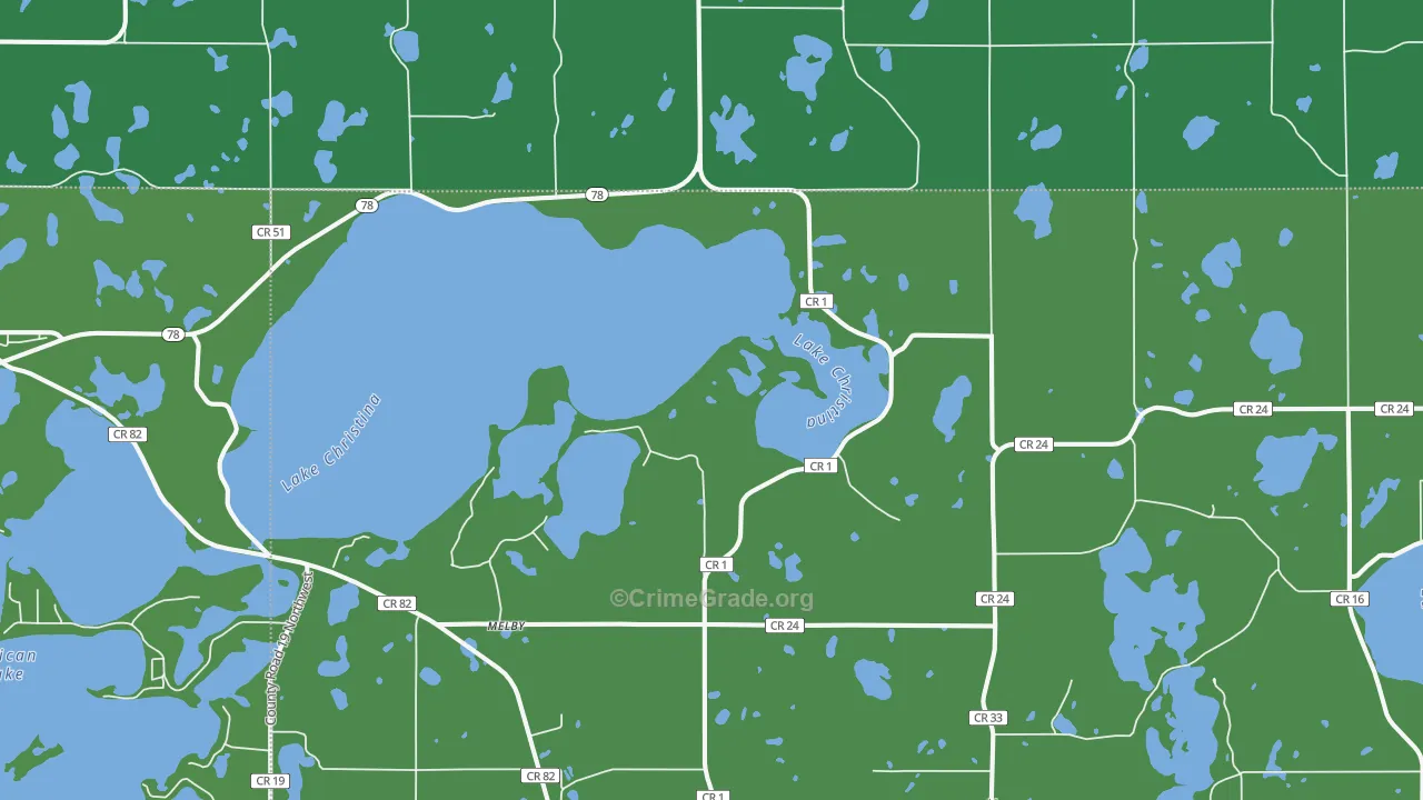 Melby, MN Map of Vehicle Theft Rates