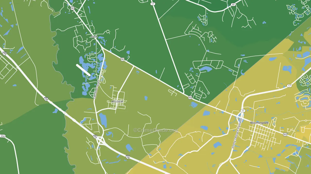 Meldrim, GA Map of Vehicle Theft Rates