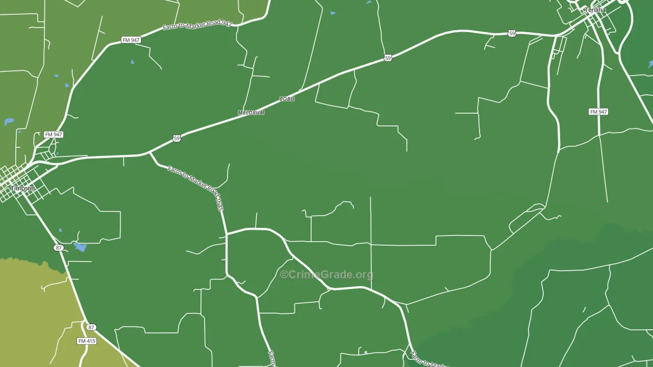 Meldrum, TX Map of Vehicle Theft Rates