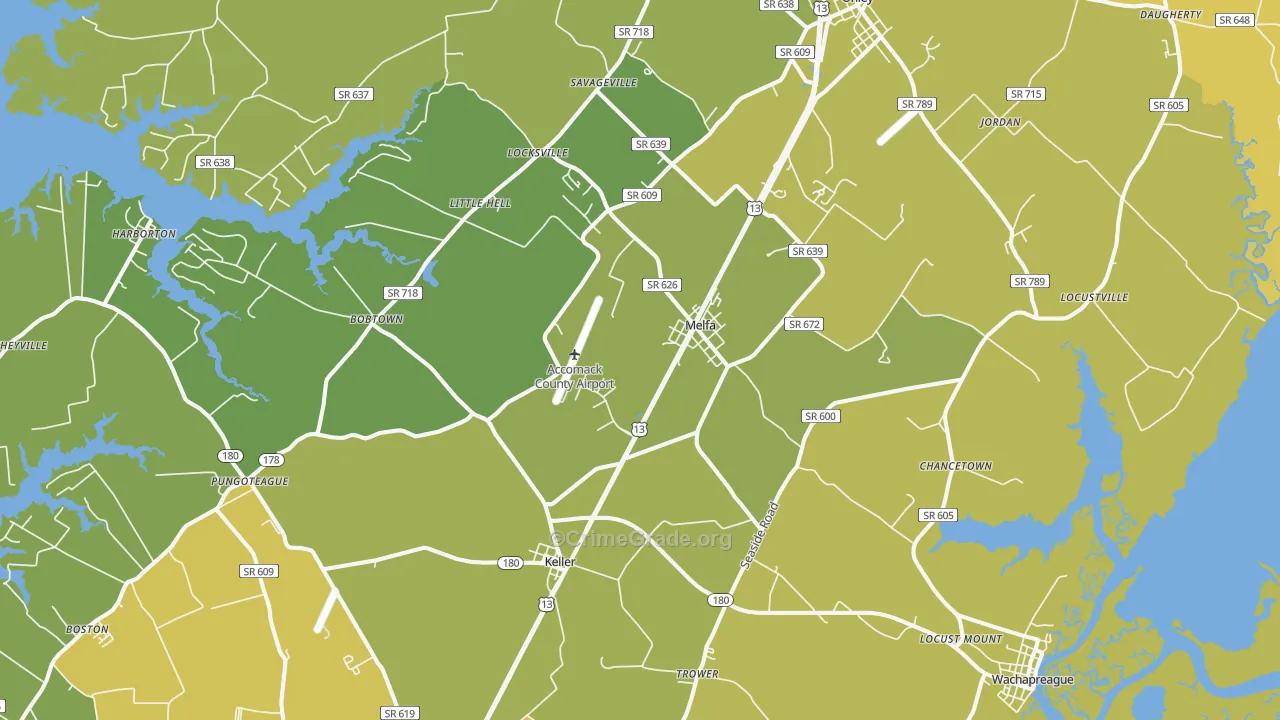 Melfa, VA Map of Vehicle Theft Rates