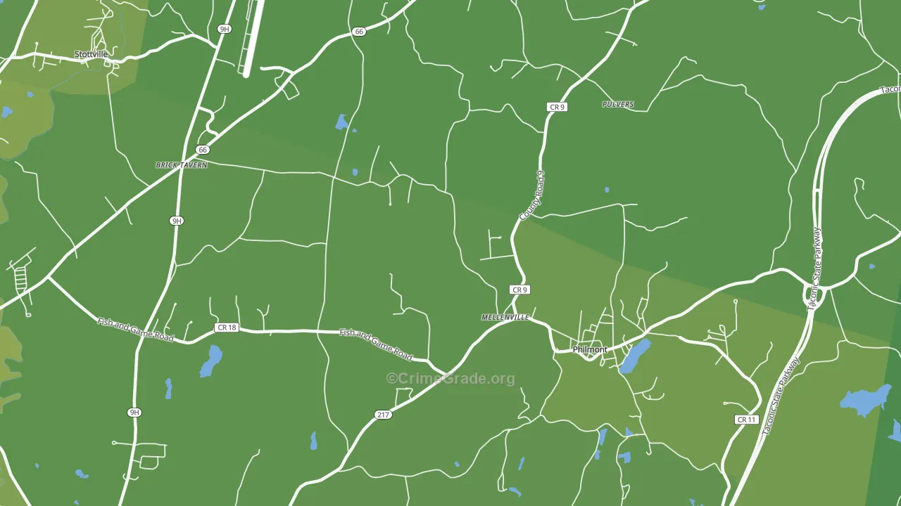 Mellenville, NY Map of Vehicle Theft Rates