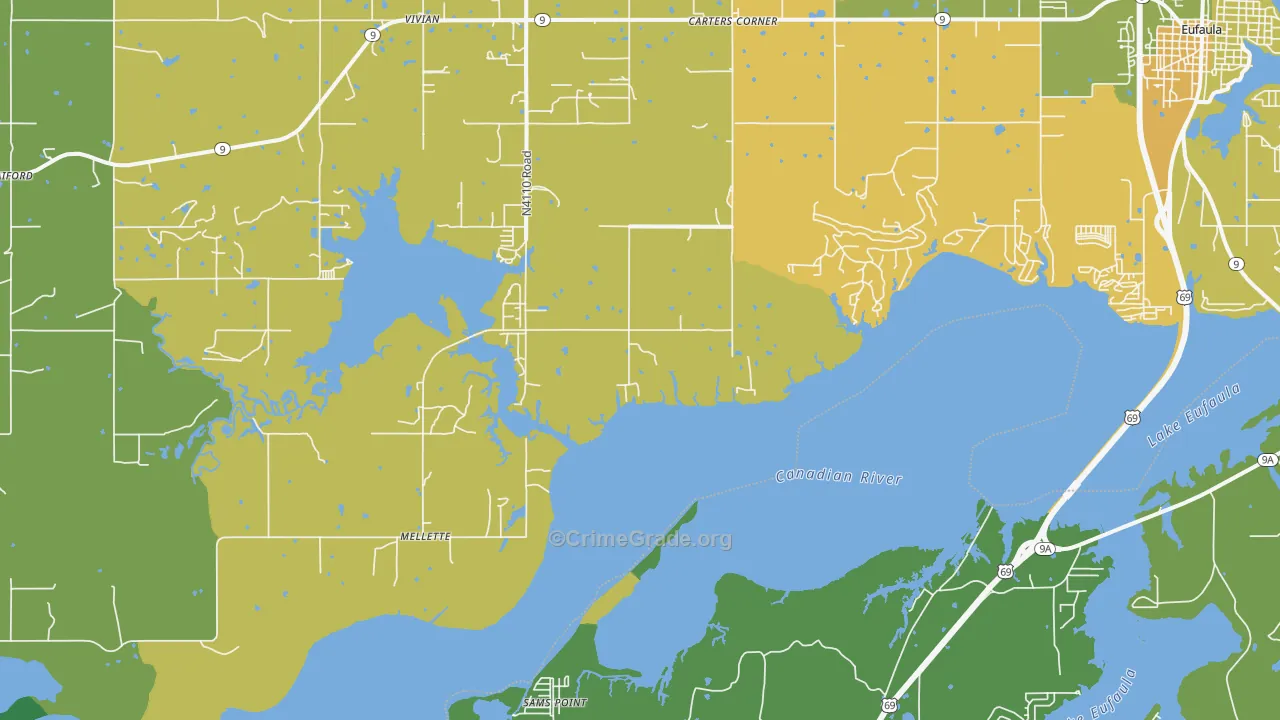 Mellette, OK Map of Vehicle Theft Rates