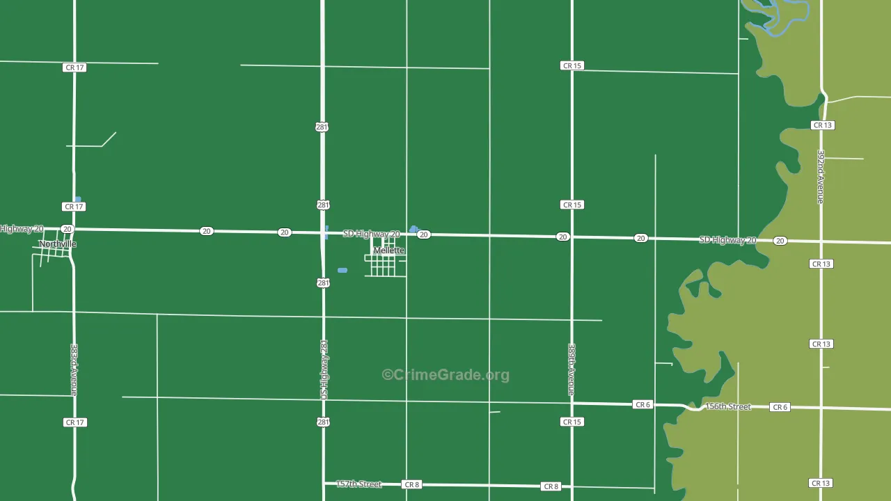 Mellette, SD Map of Vehicle Theft Rates