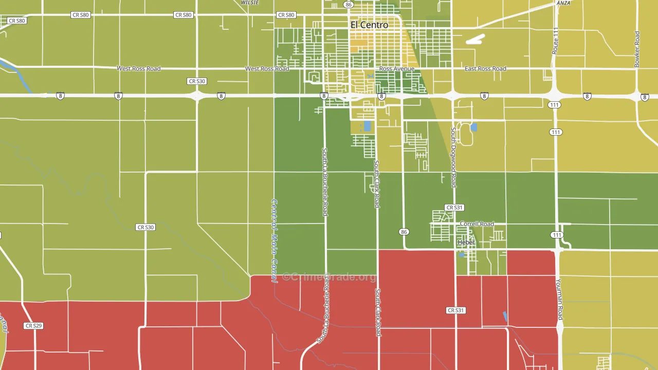 Meloland, CA Map of Vehicle Theft Rates