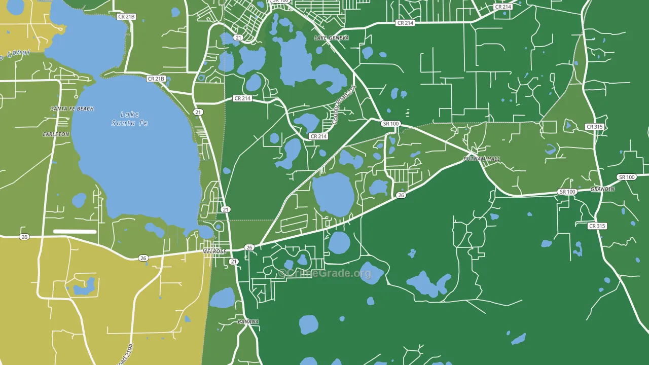 Melrose, FL Map of Vehicle Theft Rates