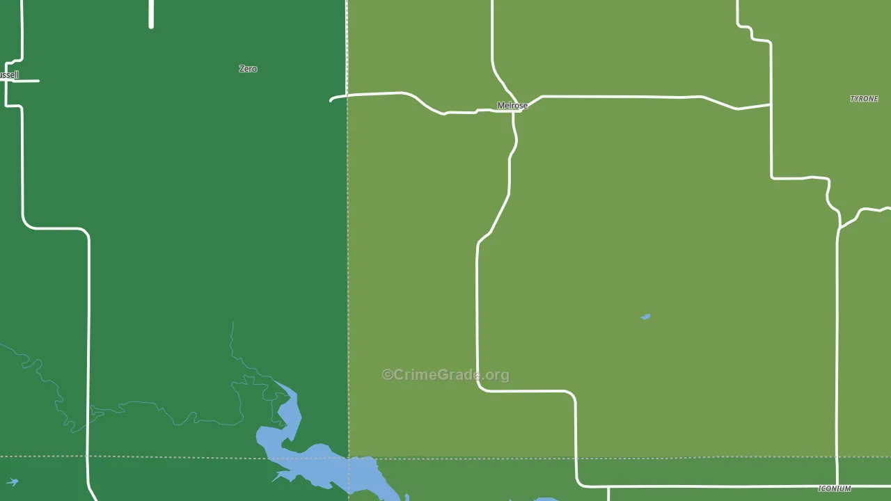 Melrose, IA Map of Vehicle Theft Rates