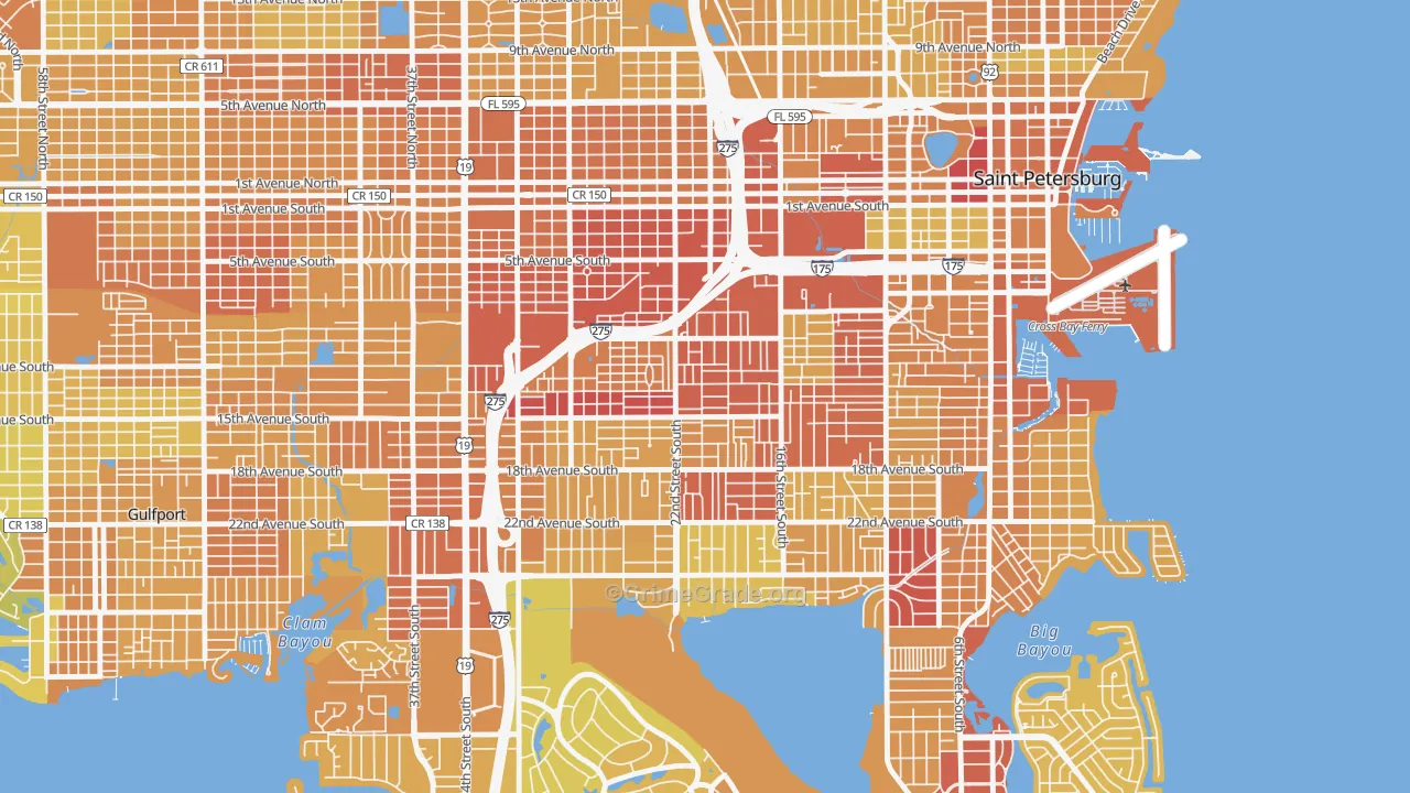 Melrose Mercy, St. Petersburg, FL Map of Vehicle Theft Rates