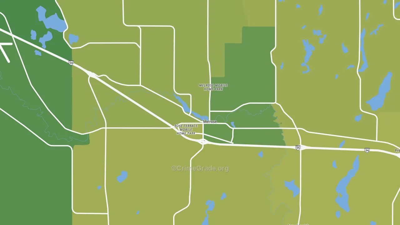 Melrose, MN Map of Vehicle Theft Rates
