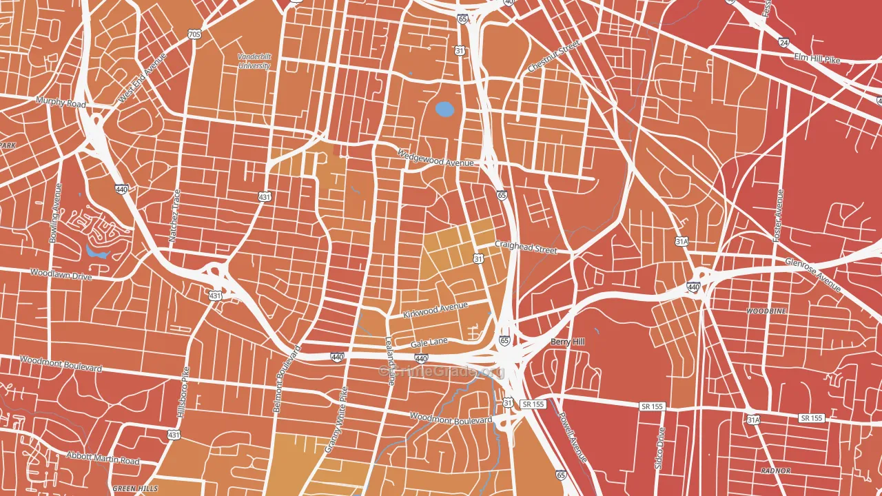 Melrose, Nashville, TN Map of Vehicle Theft Rates