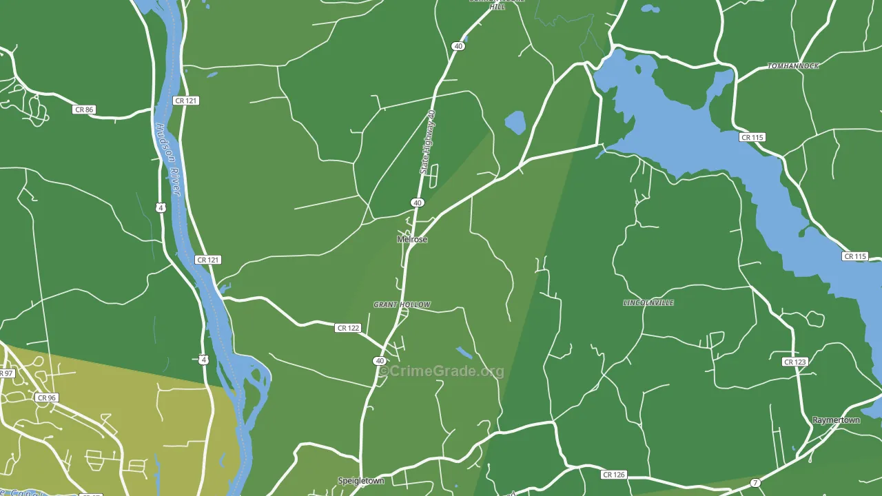 Melrose, NY Map of Vehicle Theft Rates