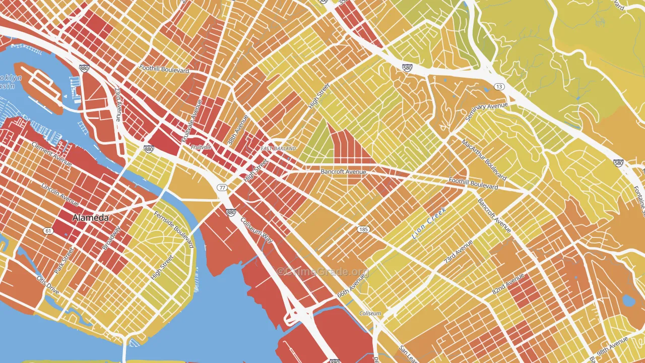 Melrose, Oakland, CA Map of Vehicle Theft Rates