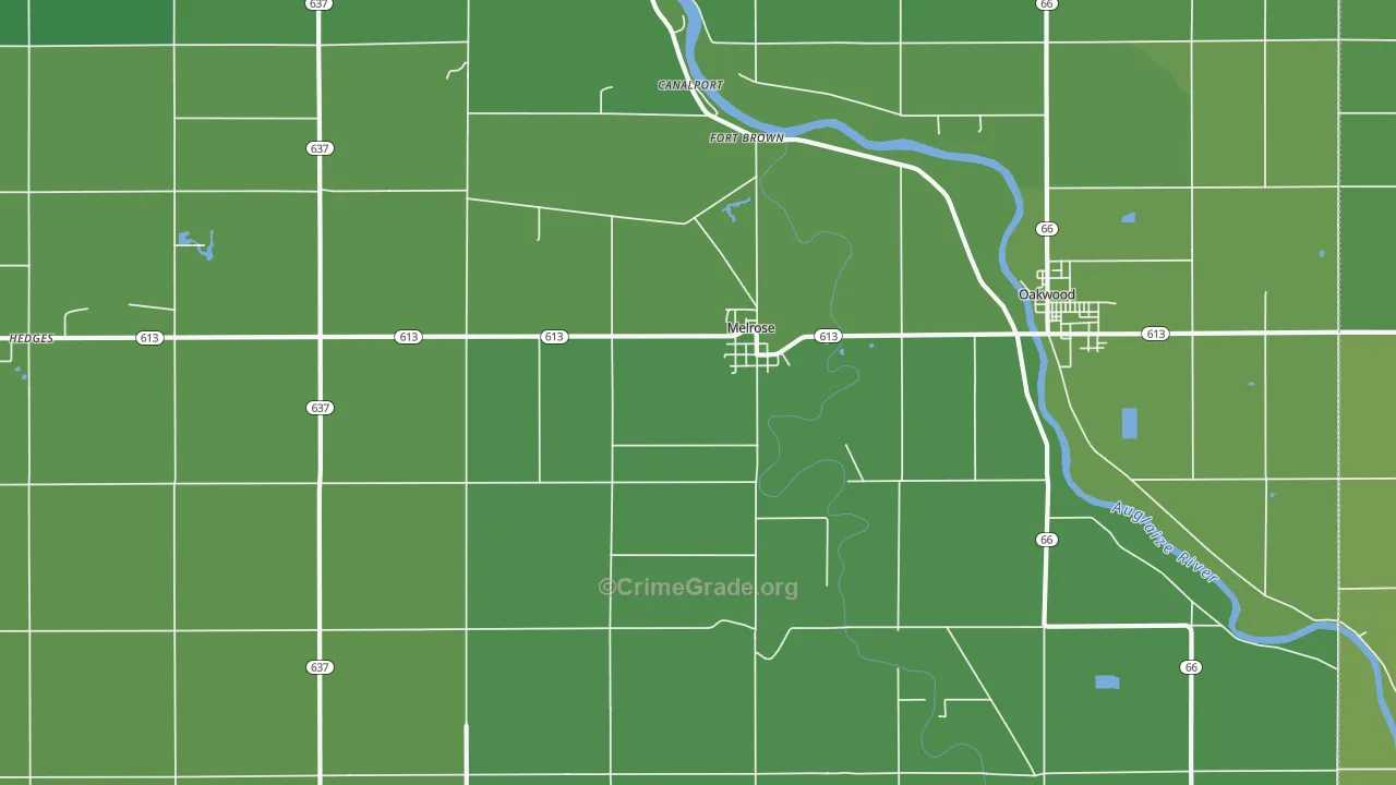 Melrose, OH Map of Vehicle Theft Rates