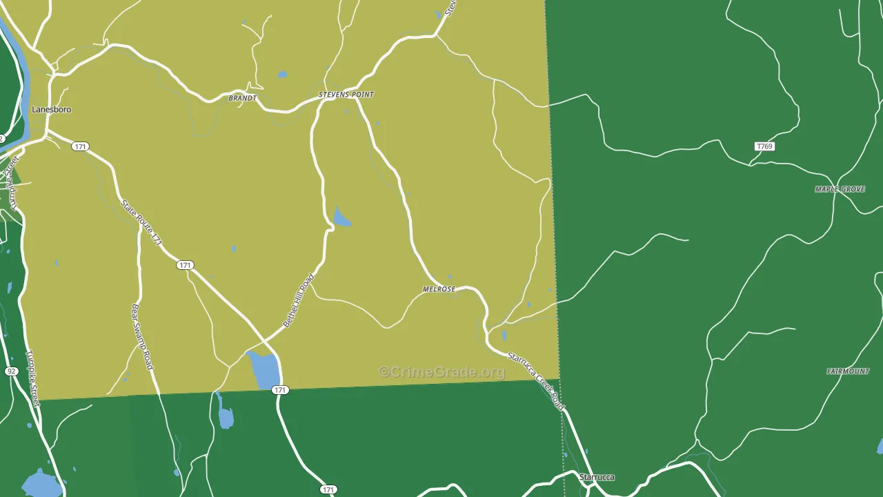 Melrose, PA Map of Vehicle Theft Rates