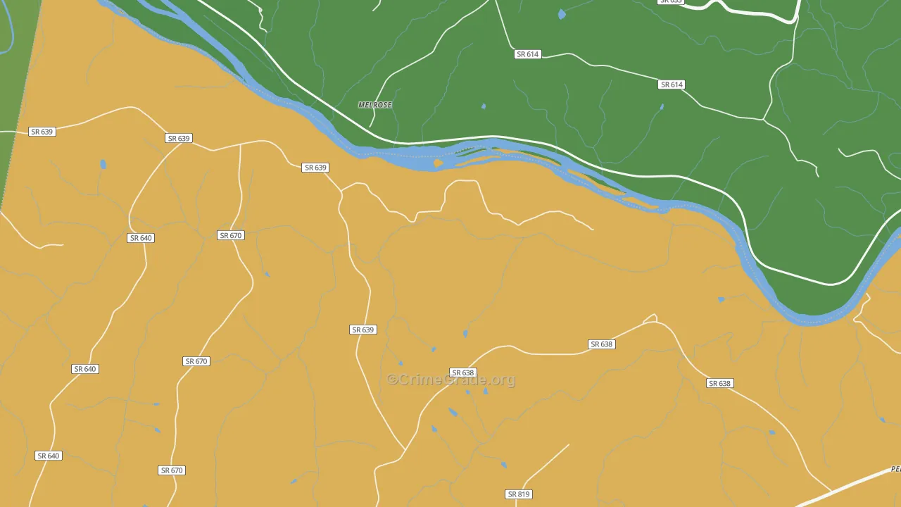 Melrose, VA Map of Vehicle Theft Rates