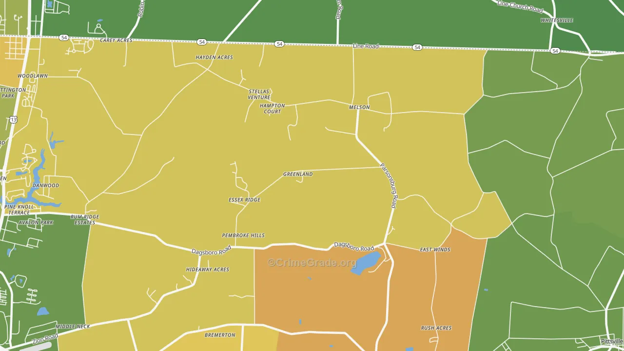 Melson, MD Map of Vehicle Theft Rates