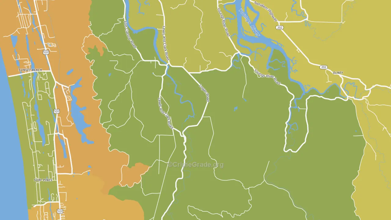 Melville, OR Map of Vehicle Theft Rates