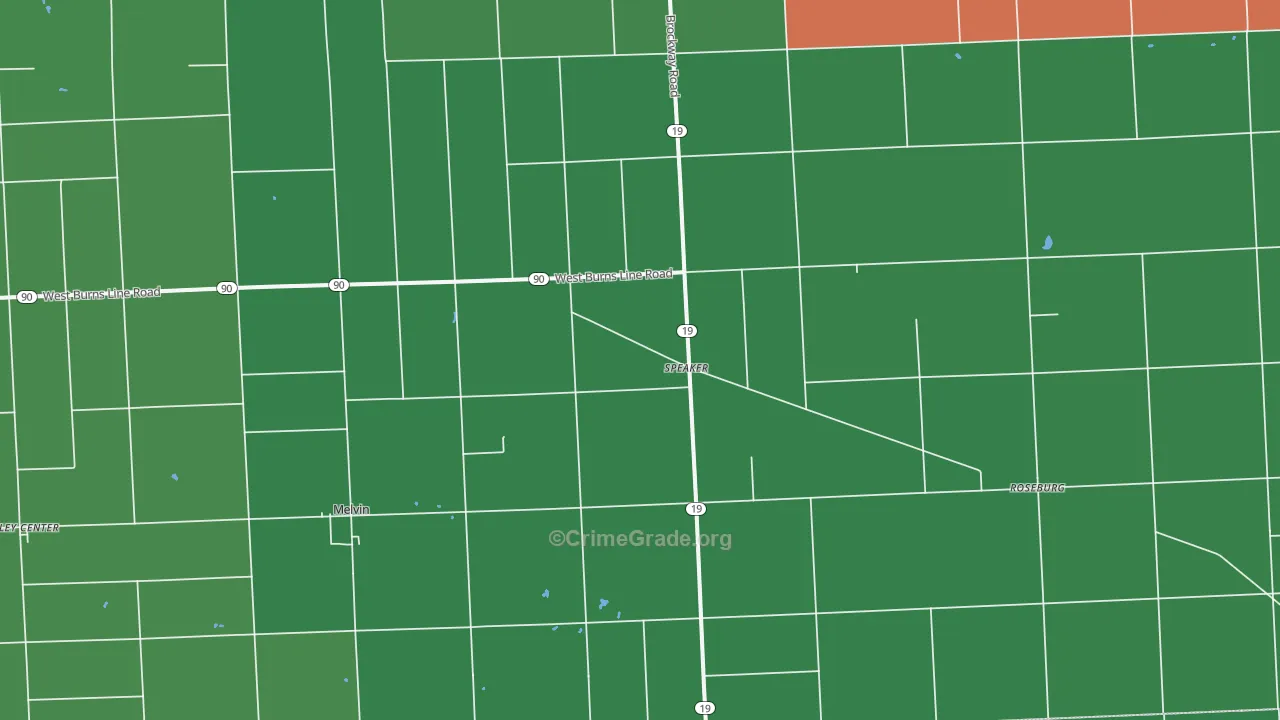 Melvin, MI Map of Vehicle Theft Rates