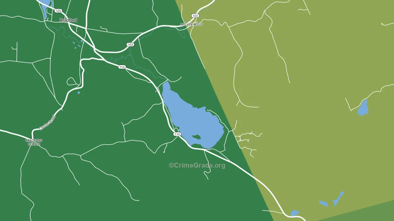 Melvin Mills, NH Map of Vehicle Theft Rates