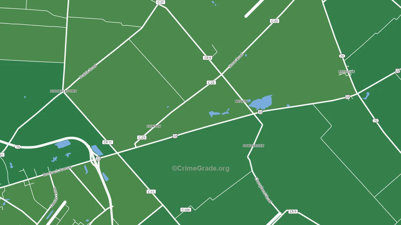Melvin, OH Map of Vehicle Theft Rates