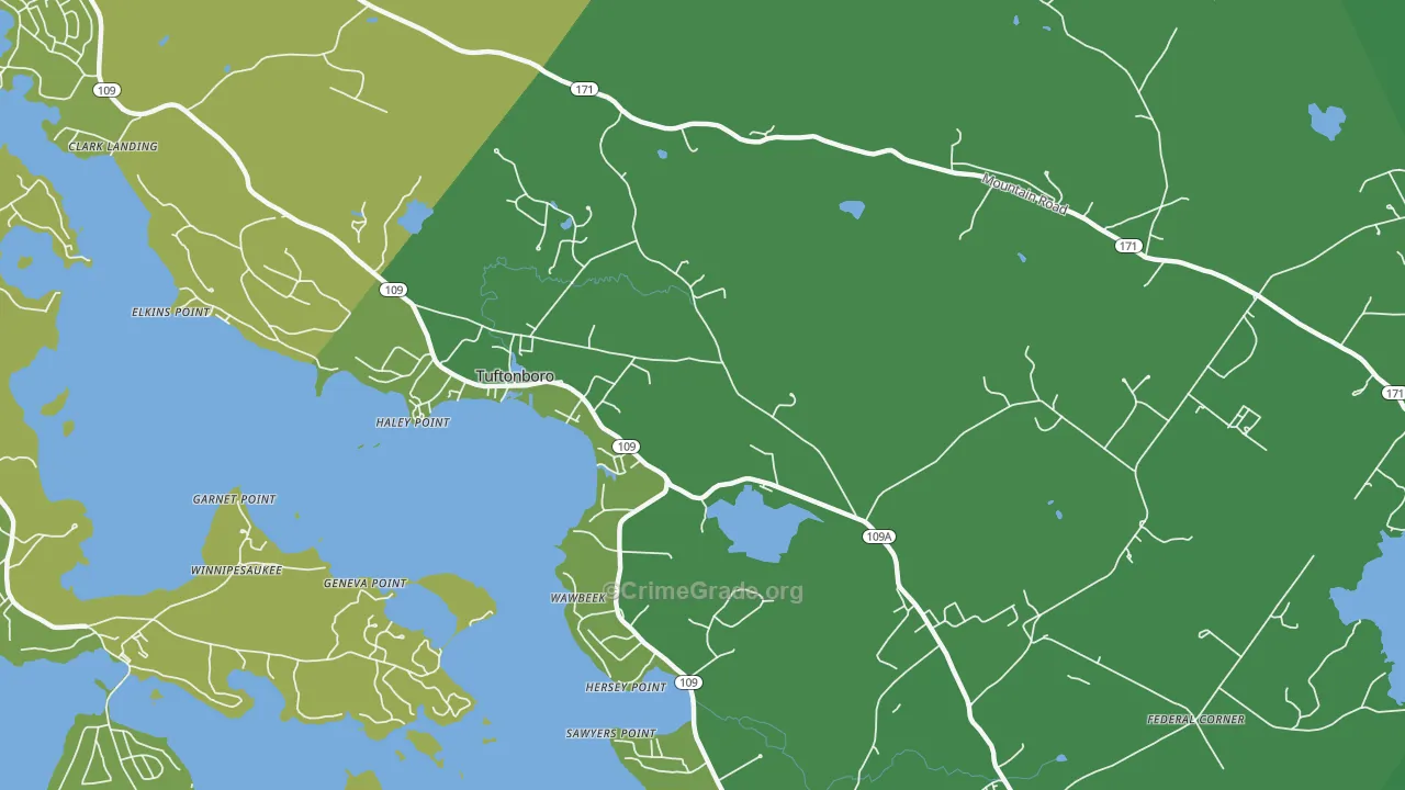 Melvin Village, NH Map of Vehicle Theft Rates