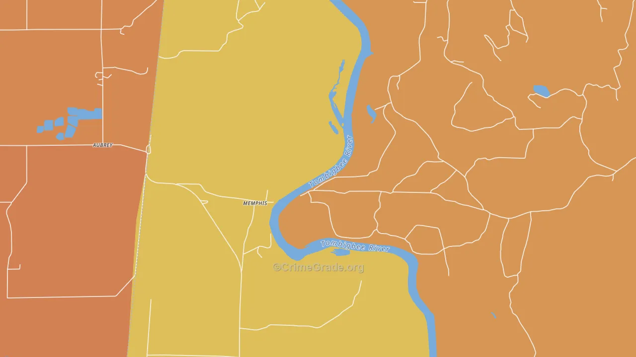 Memphis, AL Map of Vehicle Theft Rates