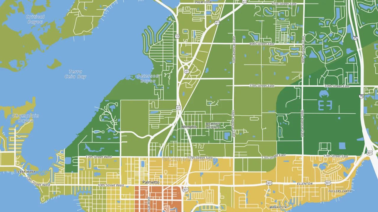 Memphis, FL Map of Vehicle Theft Rates
