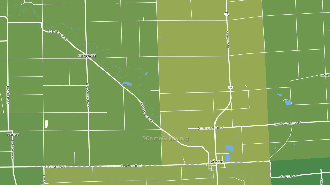 Memphis, MI Map of Vehicle Theft Rates