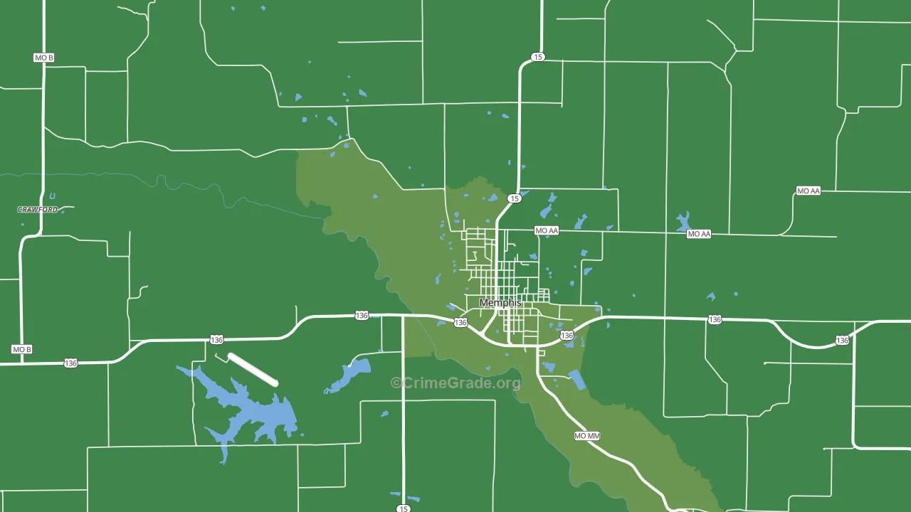 Memphis, MO Map of Vehicle Theft Rates