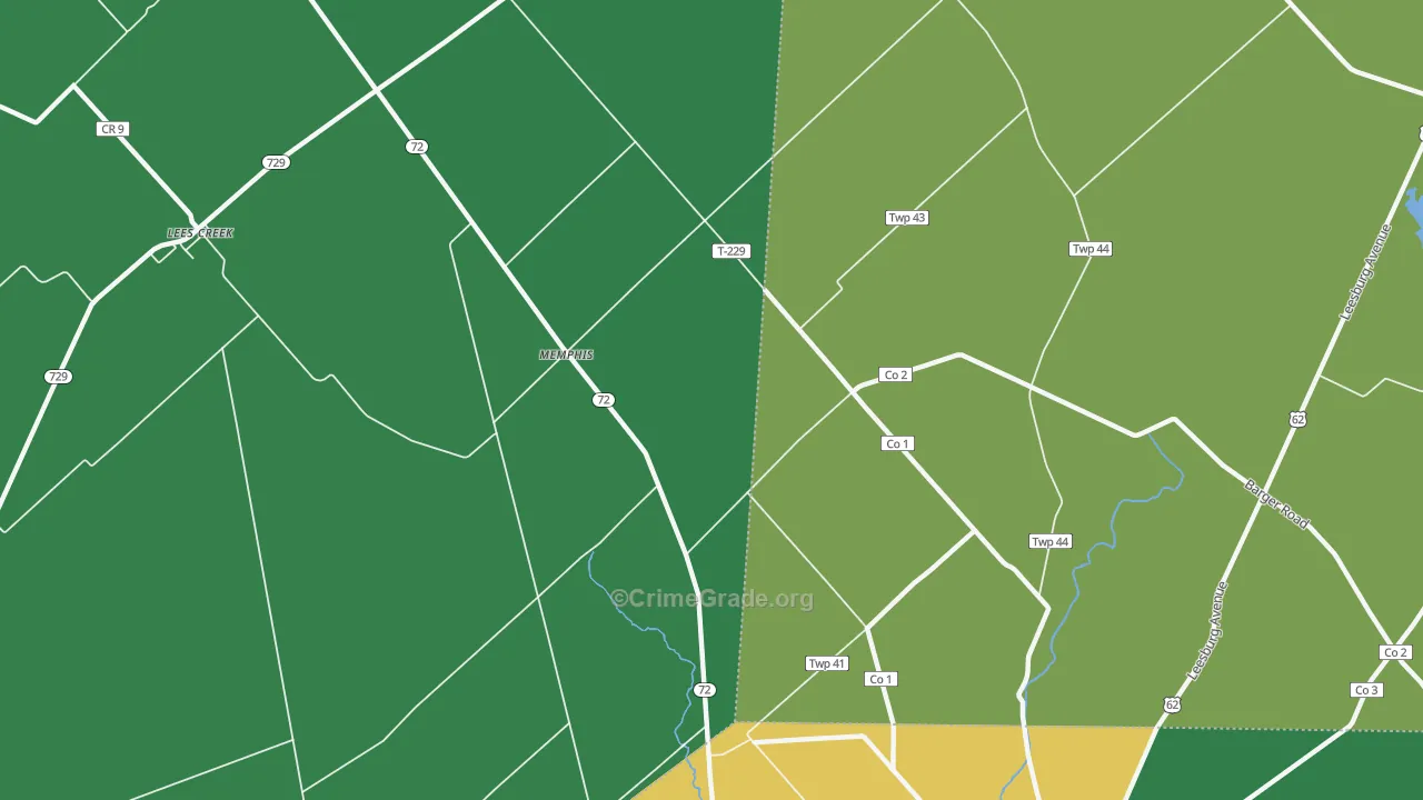 Memphis, OH Map of Vehicle Theft Rates