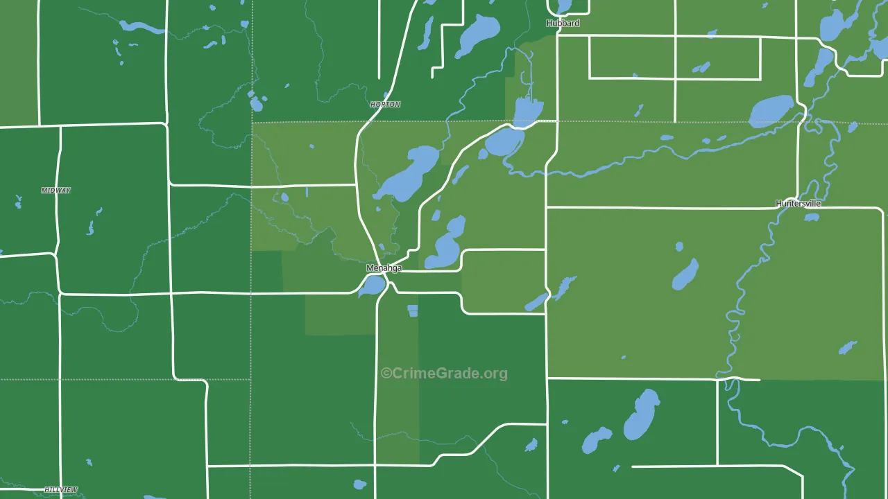 Menahga, MN Map of Vehicle Theft Rates