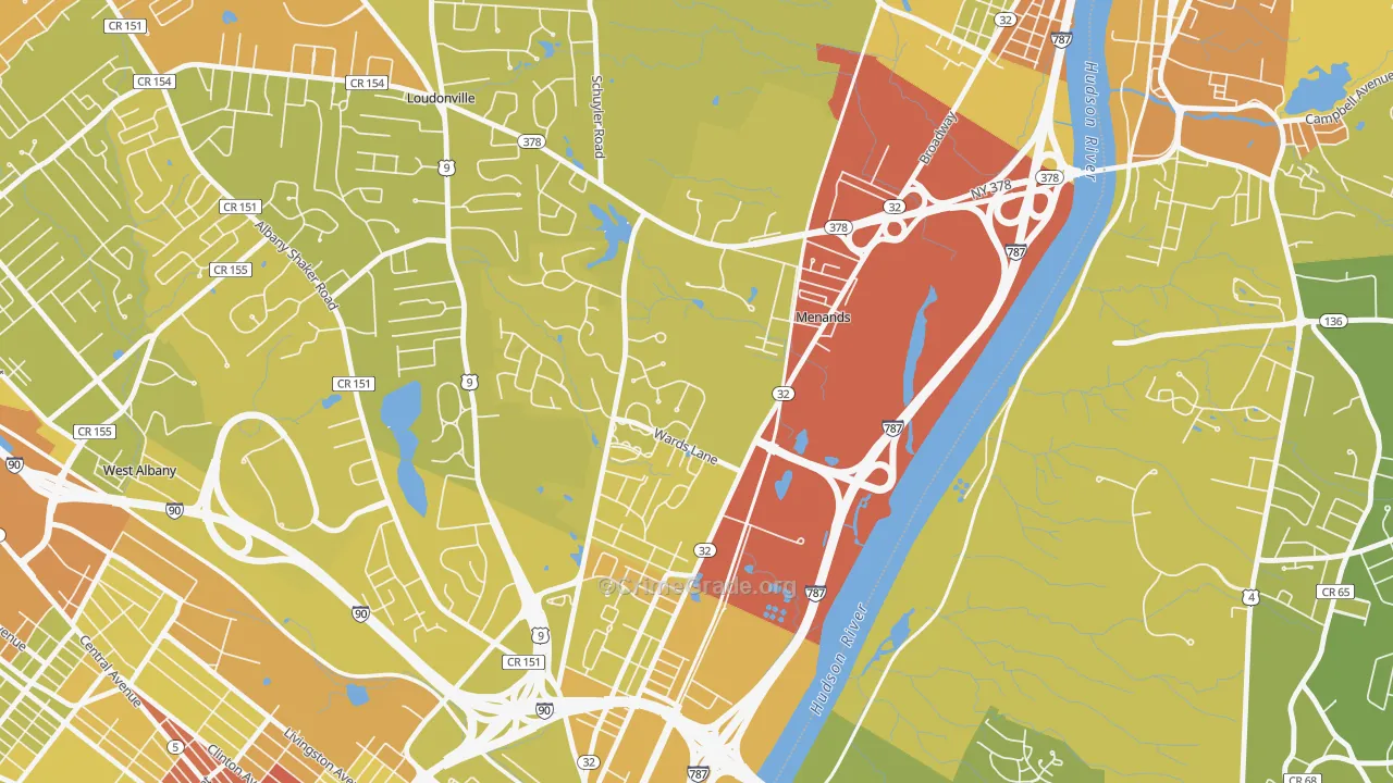 Menands, NY Map of Vehicle Theft Rates
