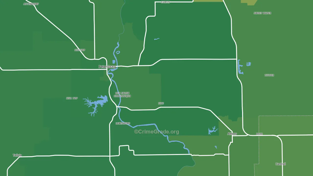 Menard County, IL Map of Vehicle Theft Rates
