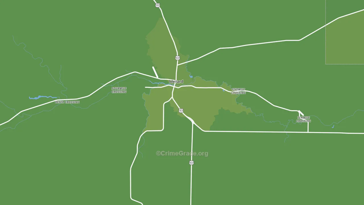 Menard County, TX Map of Vehicle Theft Rates