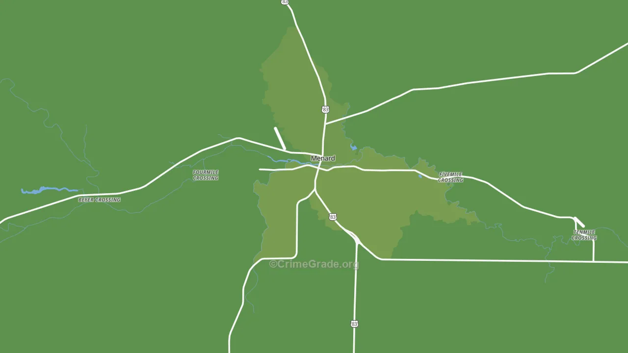 Menard, TX Map of Vehicle Theft Rates
