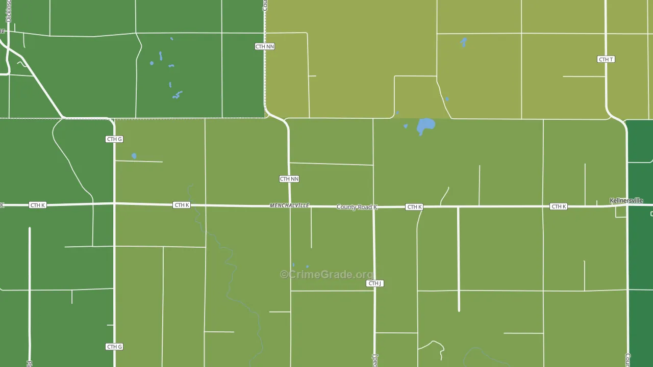 Menchalville, WI Map of Vehicle Theft Rates