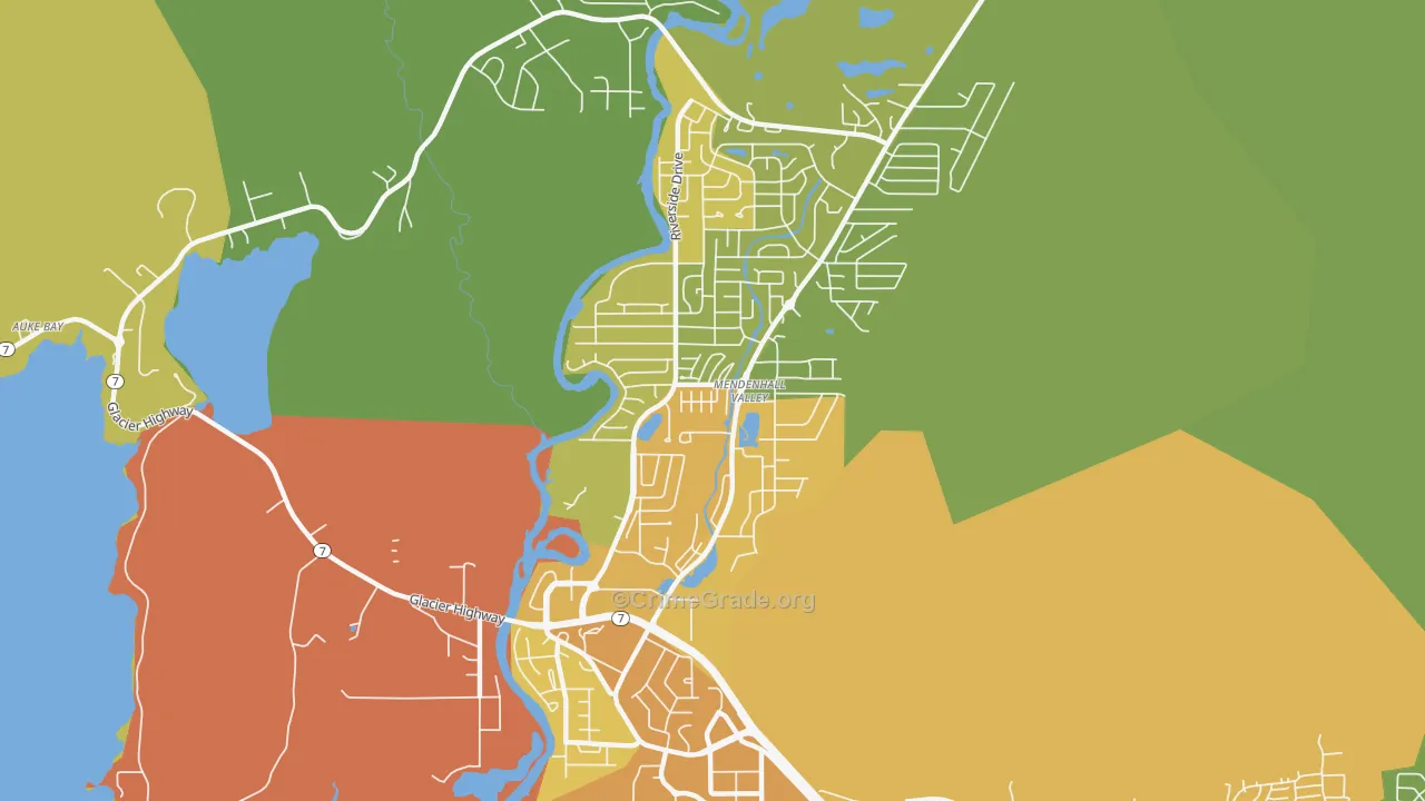 Mendenhall Valley, Juneau, AK Map of Vehicle Theft Rates