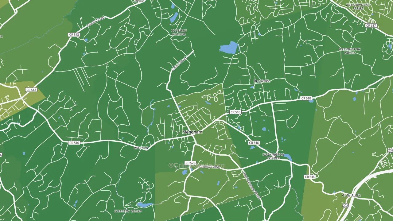 Mendham, NJ Map of Vehicle Theft Rates