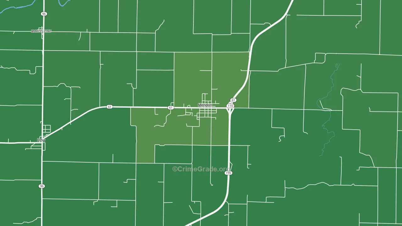 Mendon, IL Map of Vehicle Theft Rates