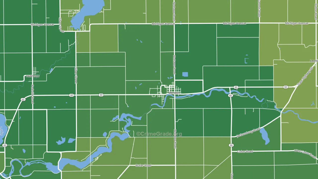 Mendon, MI Map of Vehicle Theft Rates