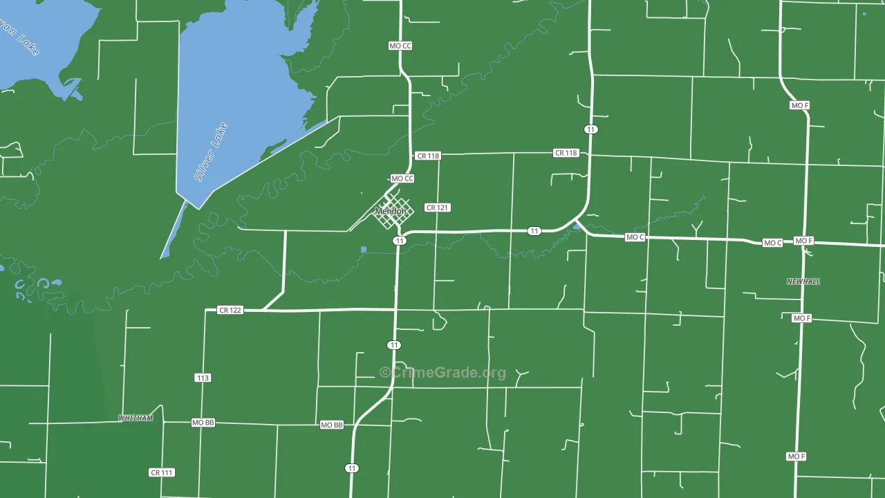 Mendon, MO Map of Vehicle Theft Rates