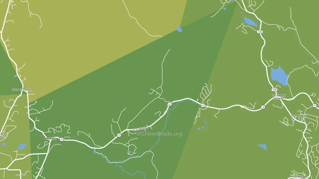 Mendon, VT Map of Vehicle Theft Rates