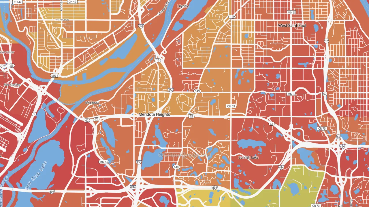 Mendota Heights, MN Map of Vehicle Theft Rates