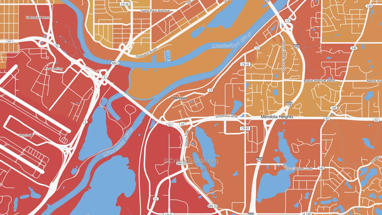 Mendota, MN Map of Vehicle Theft Rates